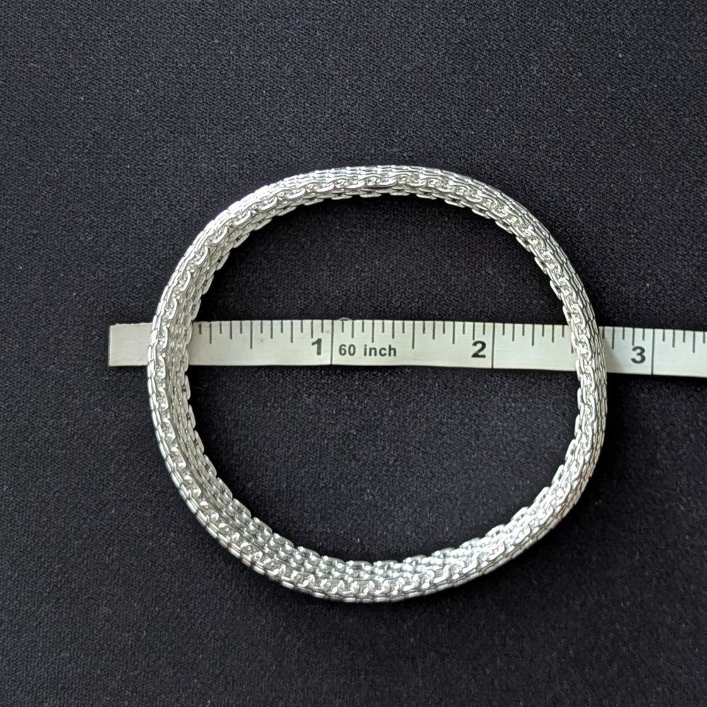 925 Sterling Silver Mesh Woven Bracelet Luxury Minimalist - Picture 4 of 4
